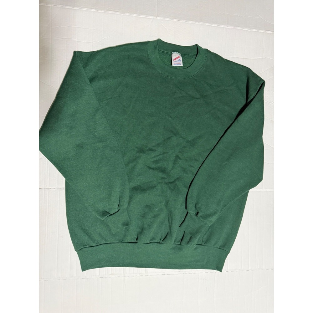 Vintage 90s Jerzees Green Blank Crewneck 2X Heavyweight USA Made